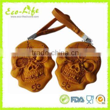 Halloween Cool Man Skull Design Retro Look Silicone Coin Pouch Purse Wallet With Zipper photo-5