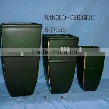 black ceramic flower pots and planters