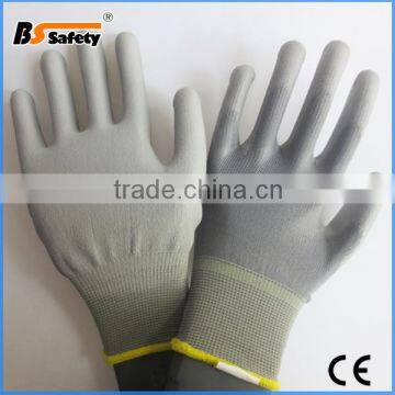 BSSAFETY white/gray anti-static working gloves PU coated gloves