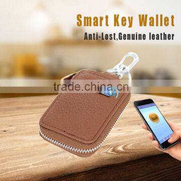 Security fashion small male leather purse with bluetooth
