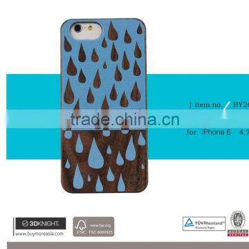 Printing Laser Wood Bamboo with PC Mobile Phone Back Cover for iPhone 5 6 6S Plus Wooden Cover