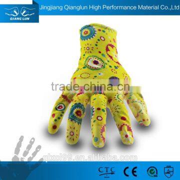 Qianglun pretty gardening working gloves pu hand job