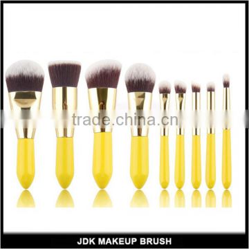 Taper Handle Kabuki Set 9pcs Kabuki Makeup Brush set Lemon Yellow Kabuki Set