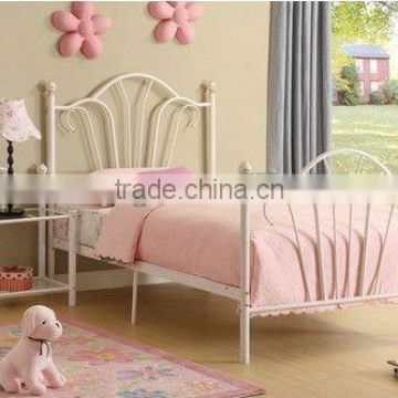 MODERN WHITE STEEL METAL PRINCESS STYLE GIRLS KIDS TWIN FRAME PLATFORM BED