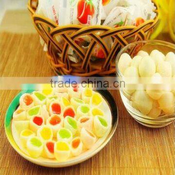 Gummy center filled fruit flavor soft milk chewy candy ball