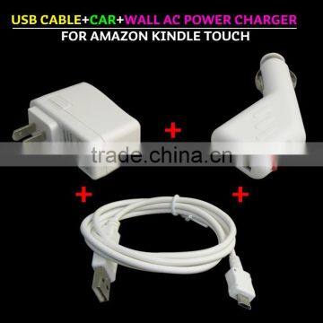 3 in 1 micro USB cable car charger adapter travel wall charger white