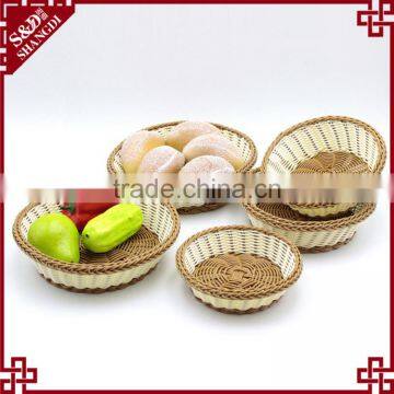 Set of 5 design eco-friendly plastic wicker woven fruit bread basket mini baskets wholesale
