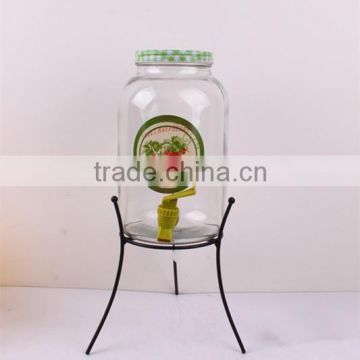 3L round glass juice dispenser with plastic tap