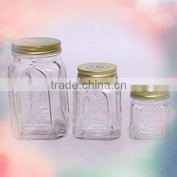 New Embossed Glass Jam Jar With Tin Lid photo-4