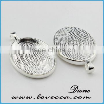 DIY silver pendant cabochon setting,silver oval necklace pendent accessories