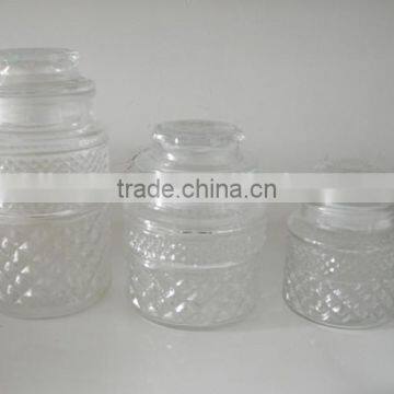 wholesale eco-friendly feature diamond glass jar with lid