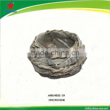 plastic lined rattan flower planter