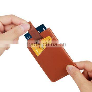 Mens Pull Tab Sleeves Wallet Slim Leather RFID Blocking Card Holder