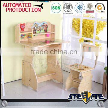 Cartoon Design Kids Study Table and Chair Wooden Kids Study Desk photo-4