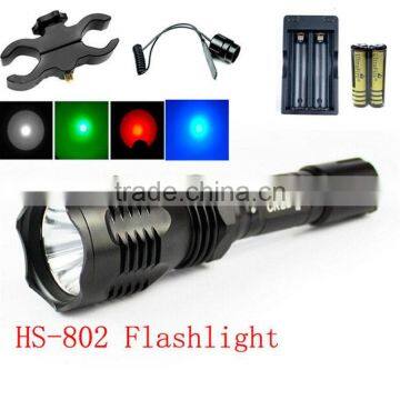 brightest white/red/green CREE LED long distance rifle hunting led flashlight