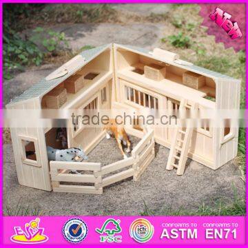 2016 New Design Children Miniature Toys Wooden Toy Horse Stable W06A166 photo-5