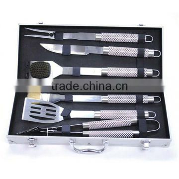 BQ-0060 / 6 pcs painting ss tube handle knife and fork bbq set