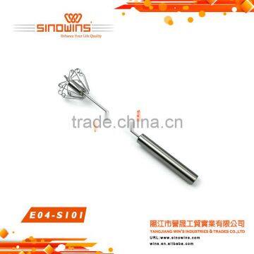 Food Grade Stainless Steel Kitchen Tools Hand Rotating Egg Whisk photo-3