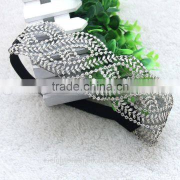 2016 cheap Girls Hair Accessories Crocheted Lace Elastic Headband Hair Band Wide Headwraps