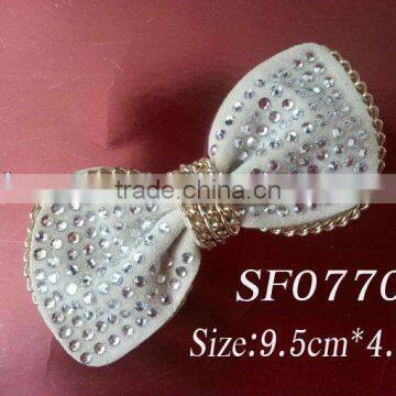 2013 Fashion Shoe Accessories, Rhinestone Bowknot Shoe Clip With Metal Lace Wholesale