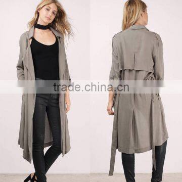 Korean Style Fashion Latest Design Blouse Casual Spring Elegant Full Length Trendy Monsoon Draped Trench Jacket Coat