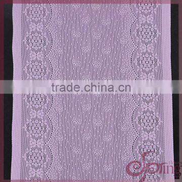 Purple floral elastic nylon soft tricot fabric lace trimming