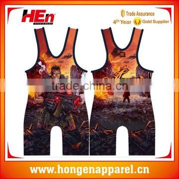 Hongen apparel China supplier cheap custom wrestling suits, wholesale custom made cheap wrestling singlet for men for sale