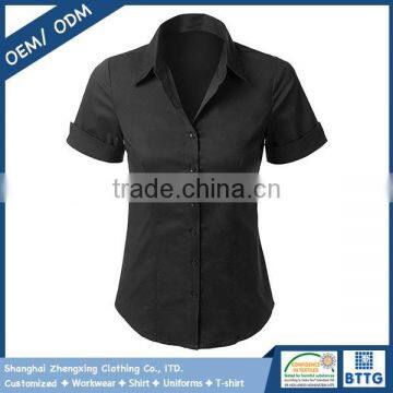 Ladies Office Uniform Design Shirt With Color Match Buttons for Closure photo-5