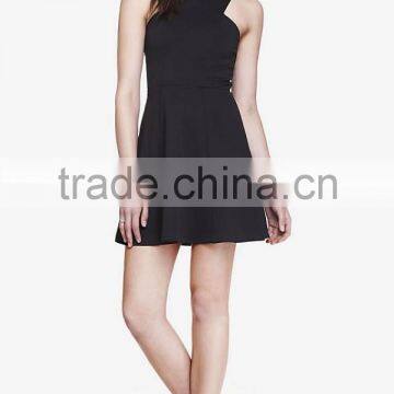 Ladies Casual Tropical Print Sleeveless Crisscross Neck Elegant Stretch Fit and Flare Dress photo-3