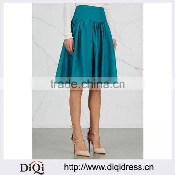 Wholesale Women Apparel Pleated Sid Slip Pockets Cotton Blend Skirt(DQE0343SK)