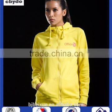 2016 new stylish design ladies women zip up hoody