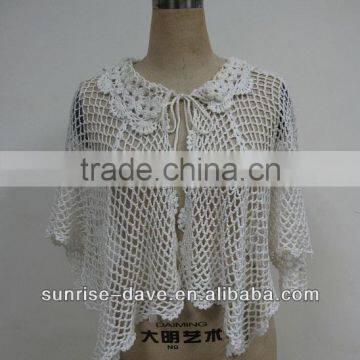 white cotton crochet casual shawl