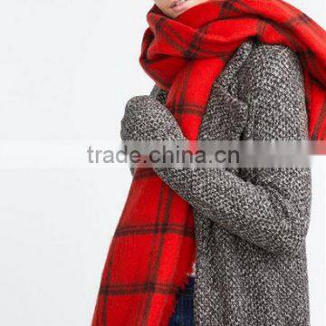 new arrival wholesale acrylic ladies red tartan scarf