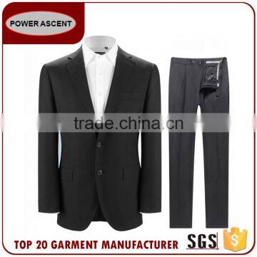 Casual Mens Formal Smooth Business Black 2-Button Suits photo-2