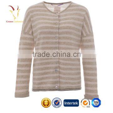 Women Striped Custom Knitted Cardigan Sweater