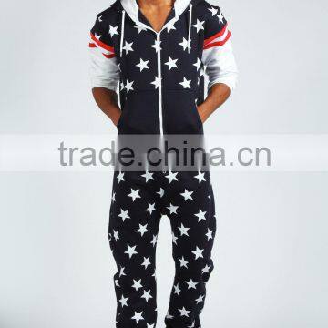 printed men's onesie all over American flag