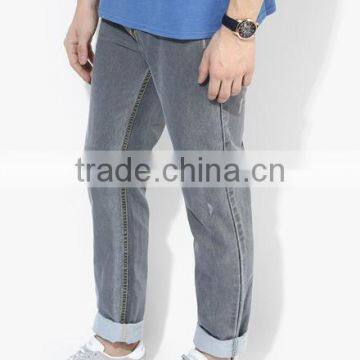 Mens Washed Grey Heather Denim Jeans Distressed OEM Jeans Trousers photo-3