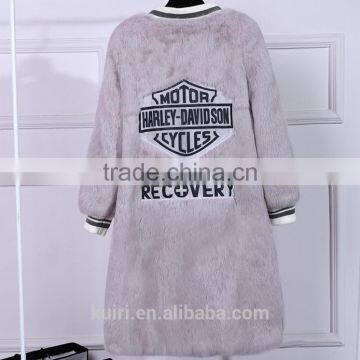 2016Winter New Women Fur Coat Rabbit Fur Thick Medium Long Jacket Baseball Uniform Design Fashion Winter Warm Outwear Coat photo-5