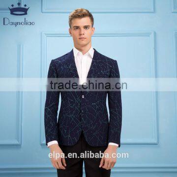 Daynoliao 2016 Latest Design Trendy One Button Slim Fit Casual Party Elbow Patches Blazer for Men photo-3