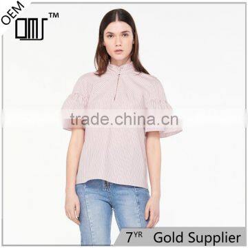 2017 OEM Loose-fitting Grandad-style Neckline Blouse Cloth Online