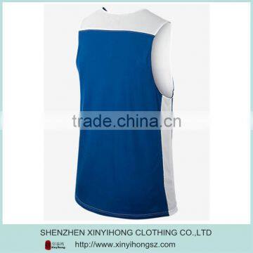 Custom Plain White&blue Color Mens Slim Fit Sport Singlets
