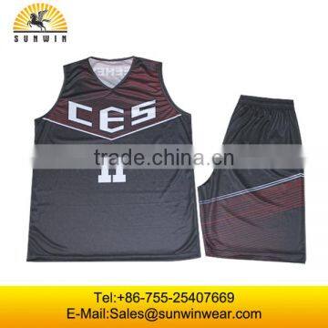 2016 Popular Style Sublimate Basketball Jerseys 100%polyester Basketball Wear Basketball Sets White/black/red Color photo-3