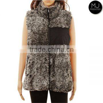 Wholesale Frosted Tip Heathered Zip Sherpa Woman Vest photo-5