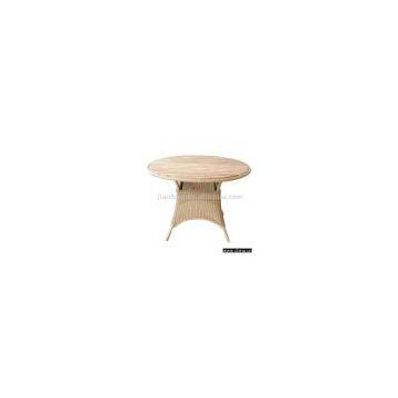 Aluminum Wicker/Teak Top Table