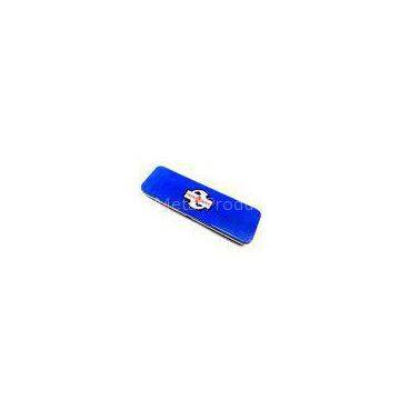 Blue Metal Pencil Tin Box Rectangle Stationary Case For Office , 0.23mm Tinplate