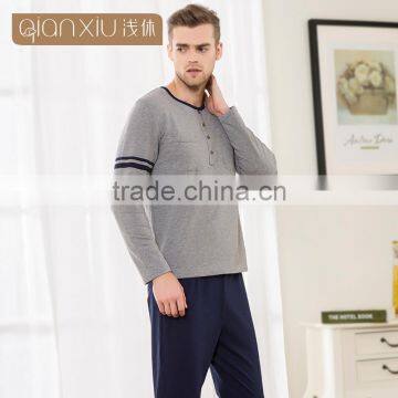 Best Price Qianxiu Long Sleeved Stylish Knit Cotton Couple Men Comfort Pajama photo-2