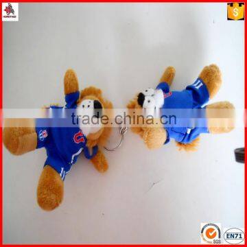 4" soft plush animal lion keychain with logo printed in the T shirts