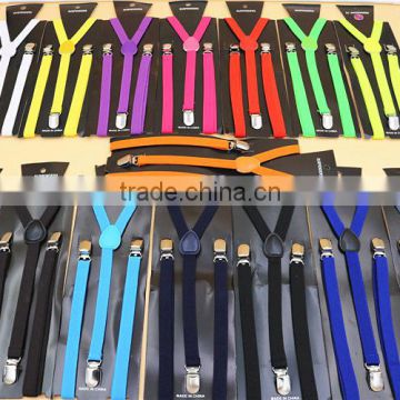 15 Colors 0.6 Inch Clip-on Suspenders Elastic Y-Shape Adjustable Braces