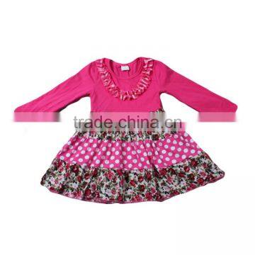 2017 baby girl dress unique knit cotton floral pattern frock design for baby girl