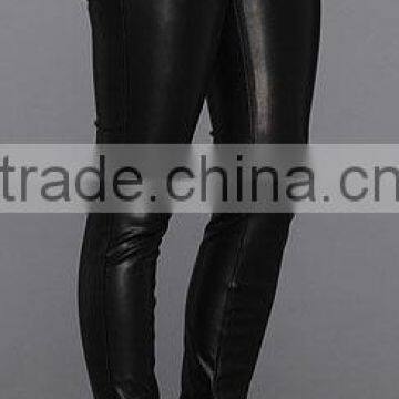 Womens Fashion Stretch Black Leather Legging photo-3